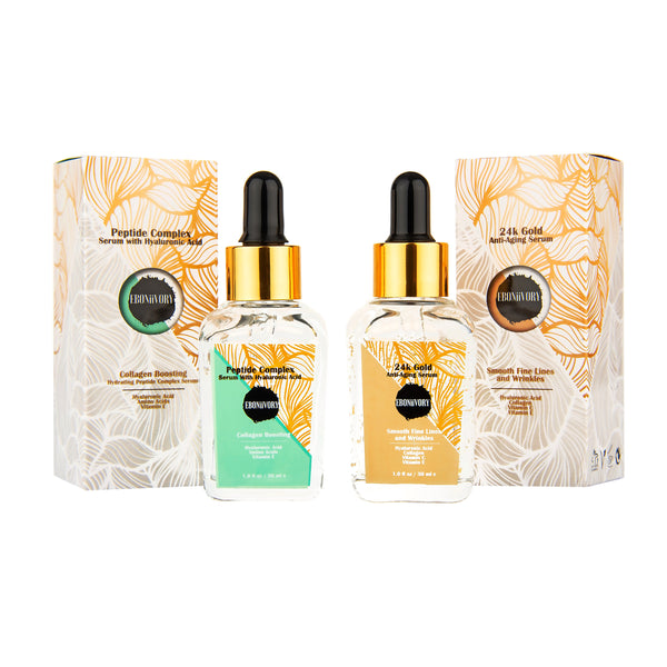 24k gold anti ageing serum and peptide collagen boosting serum